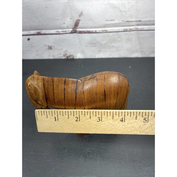 Wood Folk Art Hand Carved Zebra Figurine Sculpture Safari Decor 4.5" - Picture 8 of 8